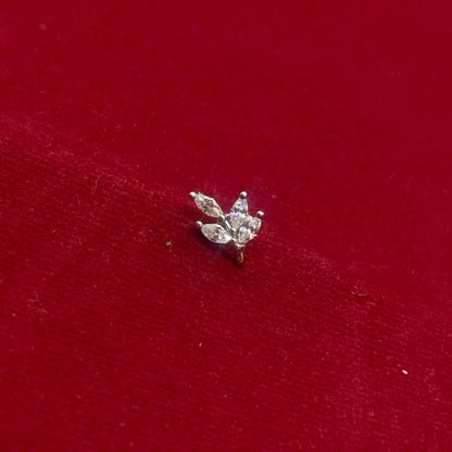 92.5 Sterling Silver Marquise CZ Leaf Cluster Studs