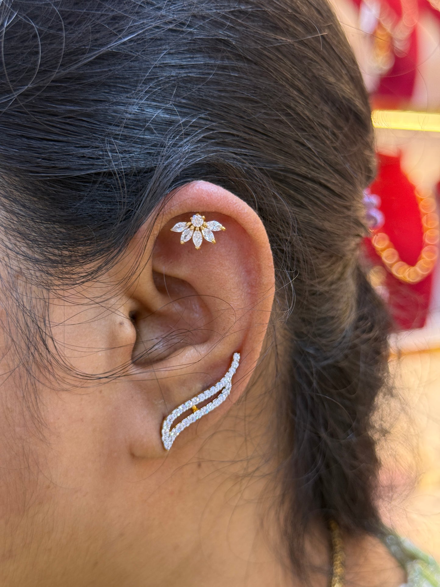 92.5 Silver Gold Plated Half Flower Bugadi Pair | Minimal Floral Elegant Design | Jewellery