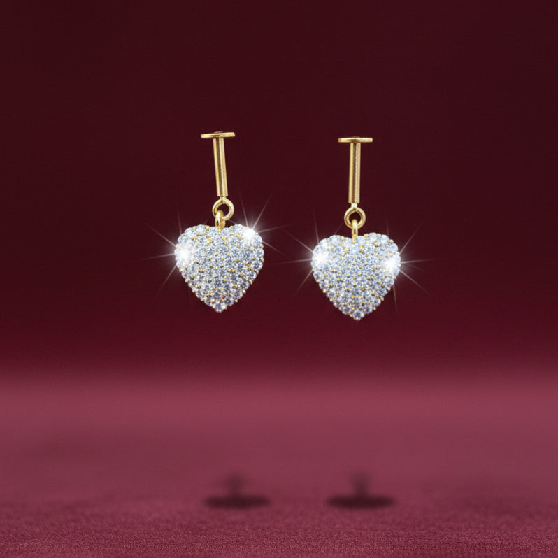 92.5 Silver Gold Plated Studded Heart Bugadi Pair| Romantic Elegant Design | Jewellery