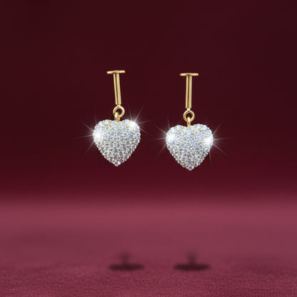 92.5 Silver Gold Plated Studded Heart Bugadi Pair| Romantic Elegant Design | Jewellery