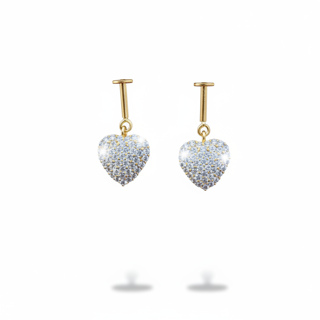 92.5 Silver Gold Plated Studded Heart Bugadi Pair| Romantic Elegant Design | Jewellery