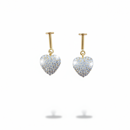92.5 Silver Gold Plated Studded Heart Bugadi Pair| Romantic Elegant Design | Jewellery