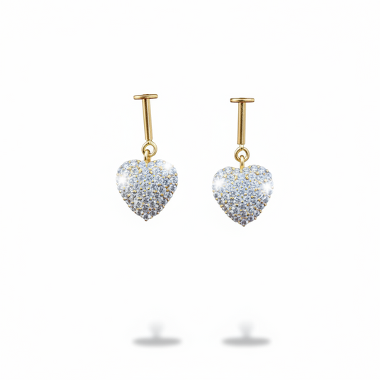 92.5 Silver Gold Plated Studded Heart Bugadi Pair| Romantic Elegant Design | Jewellery