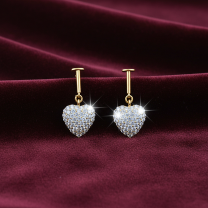 92.5 Silver Gold Plated Studded Heart Bugadi Pair| Romantic Elegant Design | Jewellery