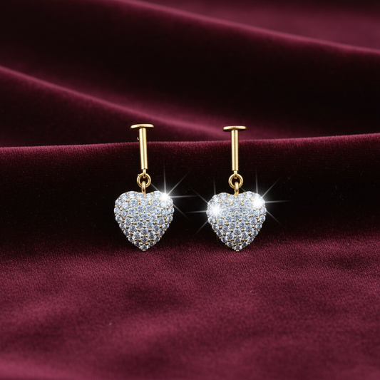 92.5 Silver Gold Plated Studded Heart Bugadi Pair| Romantic Elegant Design | Jewellery