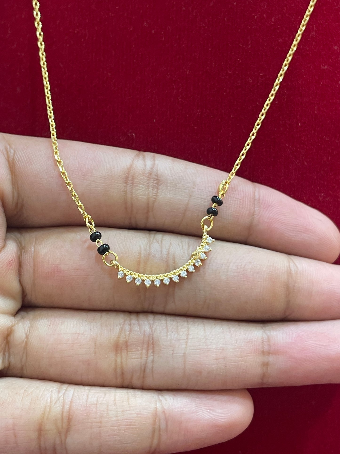 92.5 Silver Gold Plated Minimal Pendant Black Bead Chain for Women 18.5 Inches | Elegant Simple Design | Stylish Jewellery
