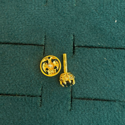 92.5 Silver Gold Plated Gandaberunda Reversible Stud Single Piece