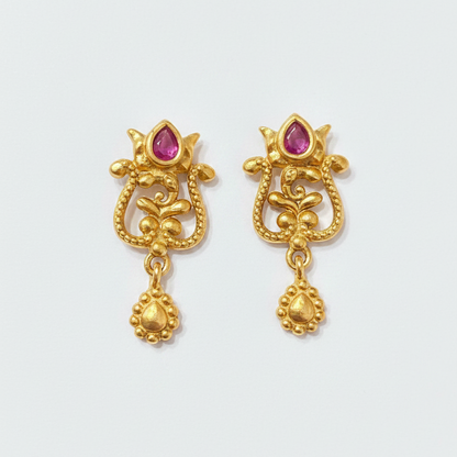 92.5 silver gold plated classy stylish temple style earrings
