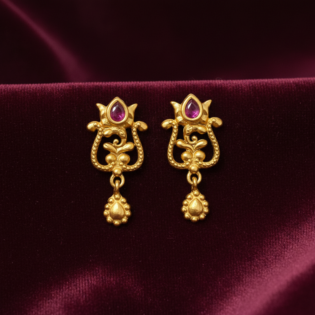 92.5 silver gold plated classy stylish temple style earrings
