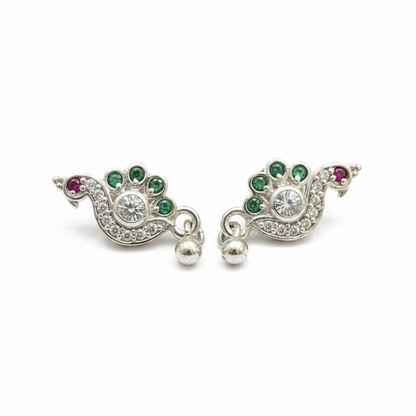 92.5 Silver Peacock Earrings