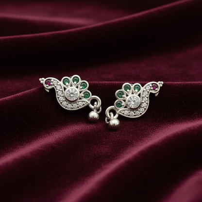 92.5 Silver Peacock Earrings