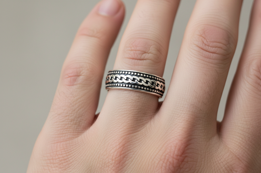 92.5 Silver Oxidised Men’s Ring Size 24 | Stylish Classic Vintage Design | Elegant Jewellery