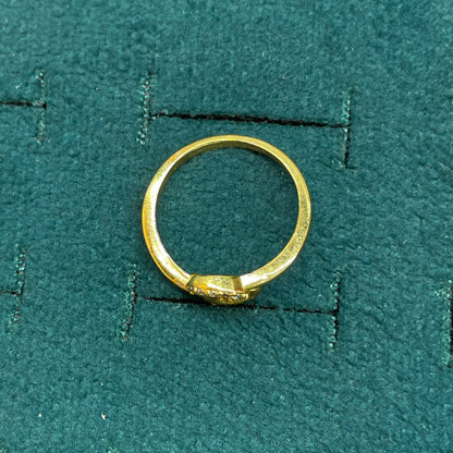 92.5 Silver Gold Plated White CZ Knot Ring for Women size 12