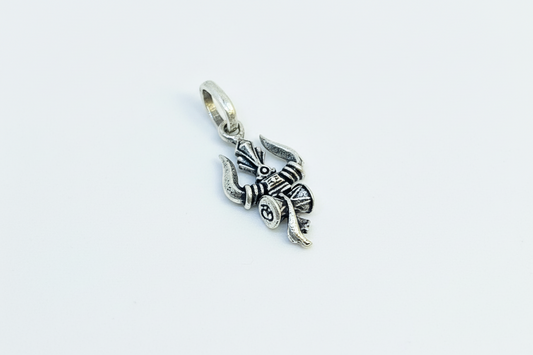 92.5 Silver Oxidised Trishul Damaru Pendant for Men & Women | Shiva Sacred Symbol | Antique Temple Jewellery