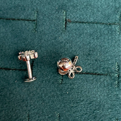 92.5 Sterling Silver MOP & CZ Dragonfly Stud Earrings for Women pair