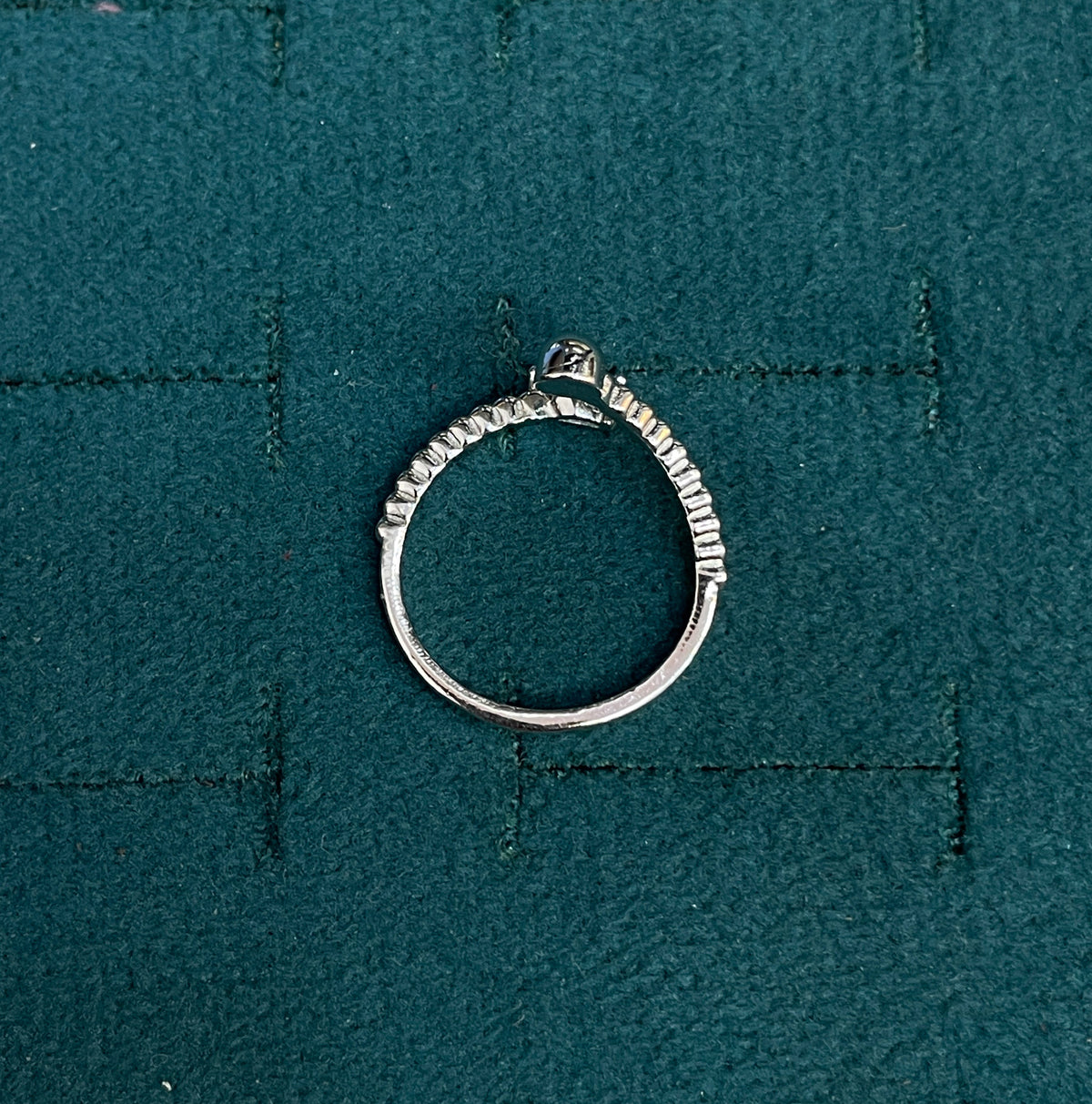 92.5 Sterling Silver Beaded Band Open Adjustable Finger Ring