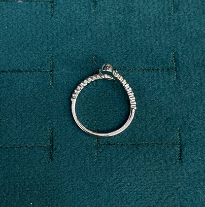 92.5 Sterling Silver Beaded Band Open Adjustable Finger Ring