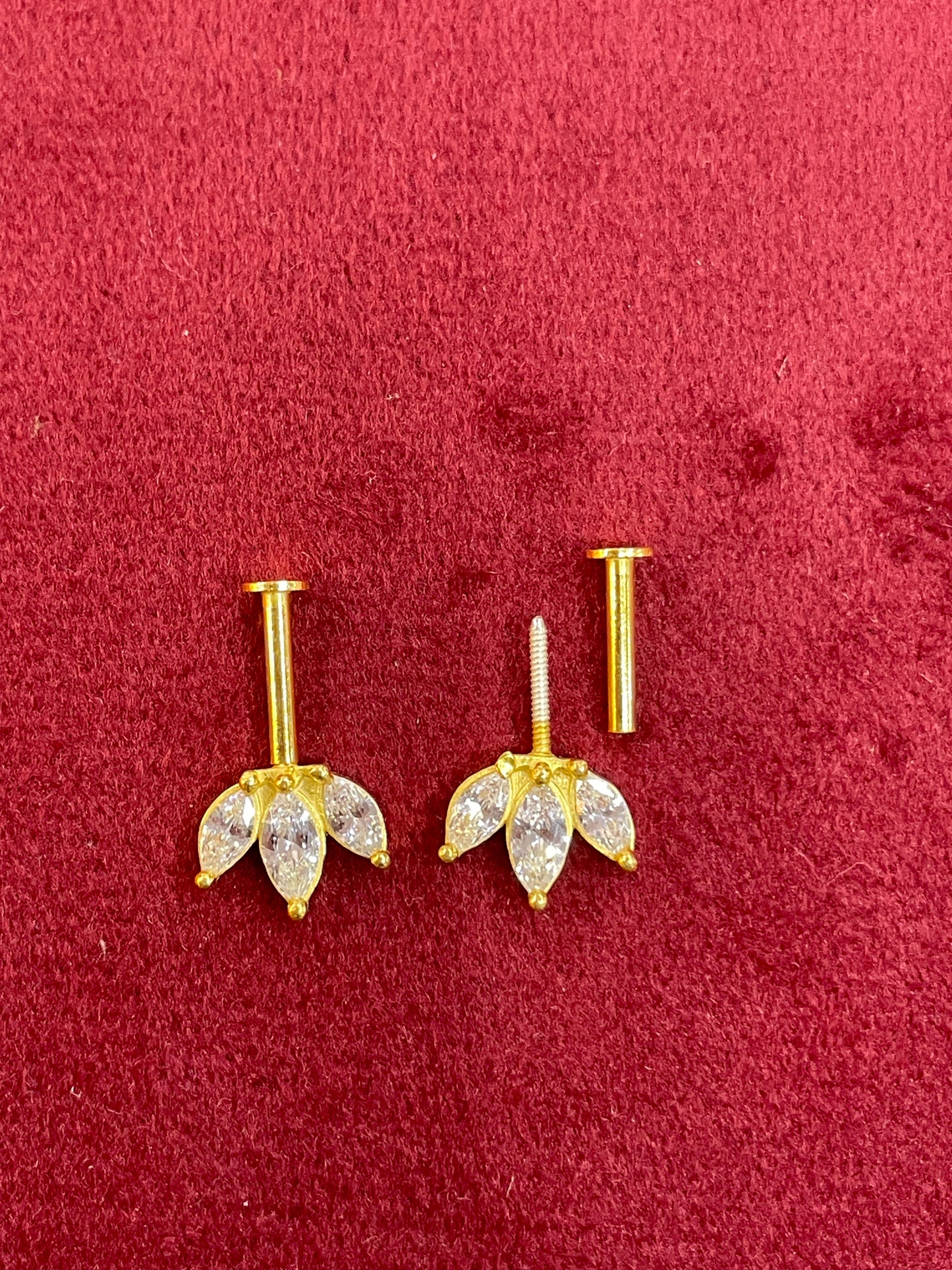 92.5 Silver Gold Plated Three Leaf Bugadi (Pair) | Floral Elegant Design | Jewellery