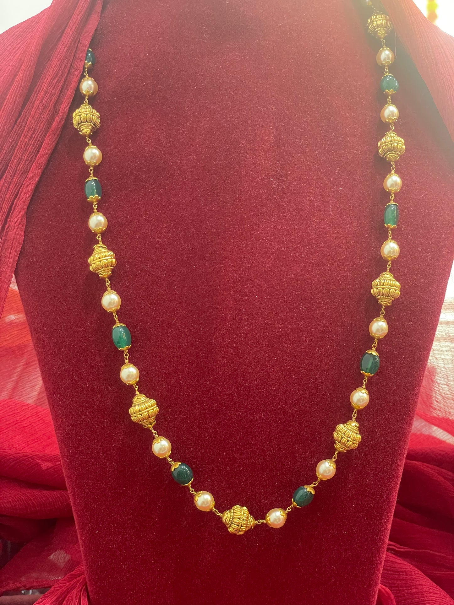 Silver gold plated nakshi mala 21 inches