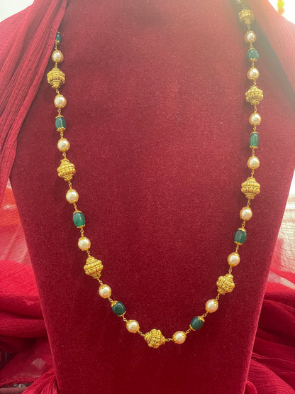 Silver gold plated nakshi mala 21 inches