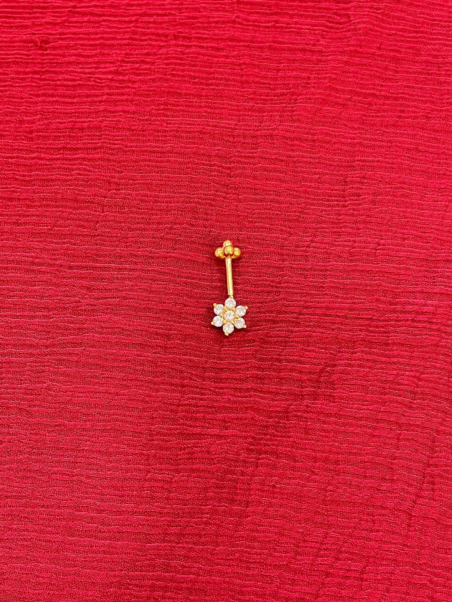 925 Silver Gold Plated Flower Bugadi Pair