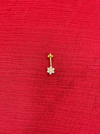 925 Silver Gold Plated Flower Bugadi Pair