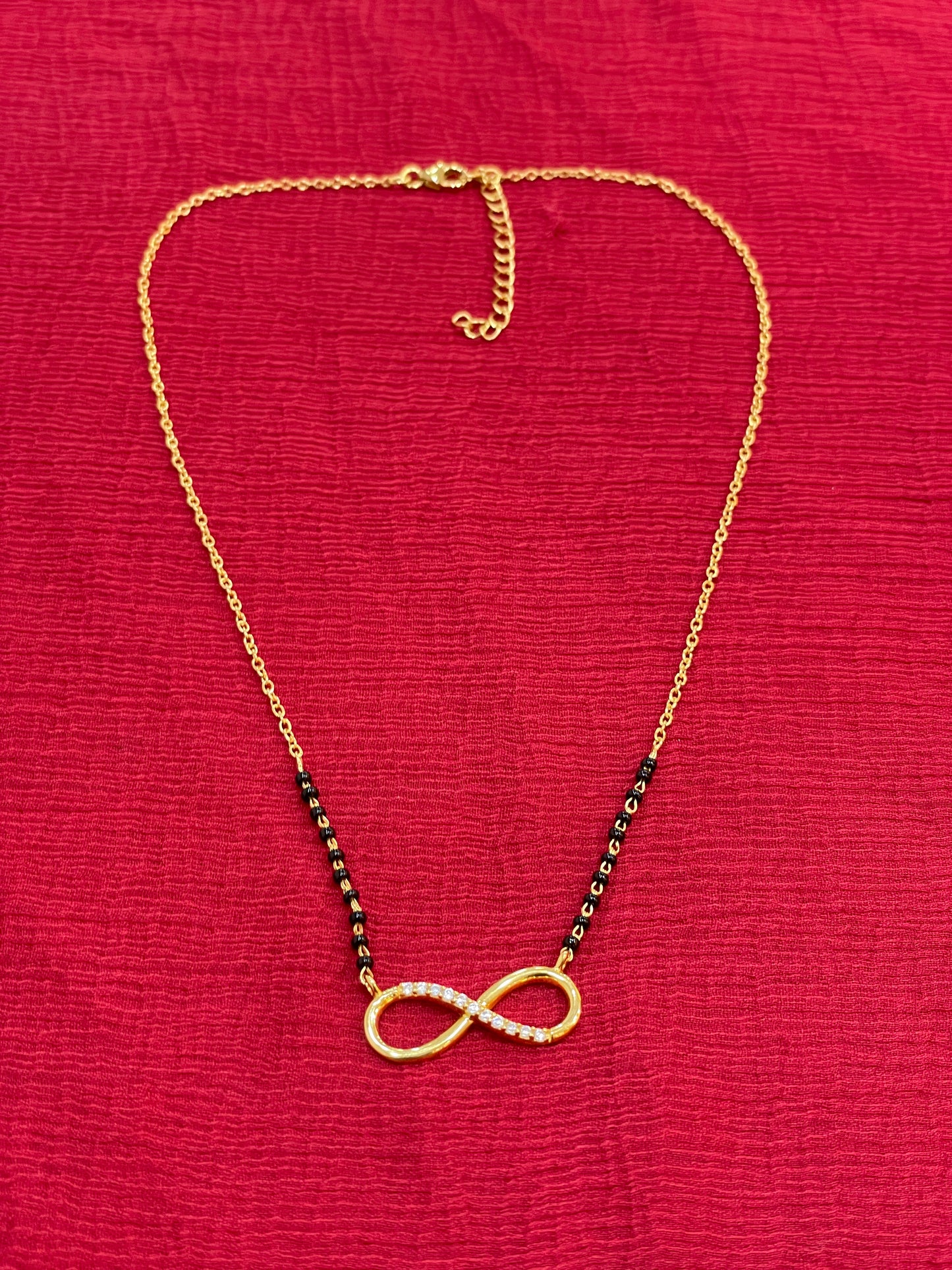925 Silver Gold Plated Infinity Black Bead Chain