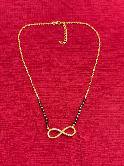925 Silver Gold Plated Infinity Black Bead Chain