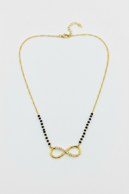 925 Silver Gold Plated Infinity Black Bead Chain