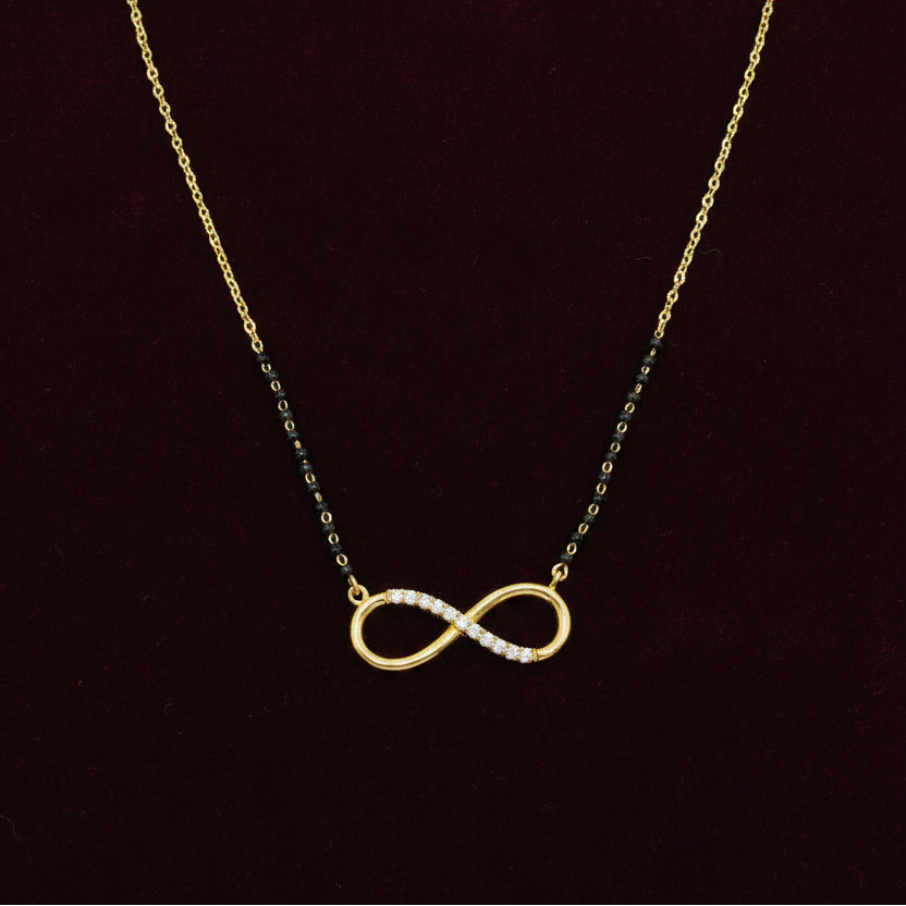 925 Silver Gold Plated Infinity Black Bead Chain