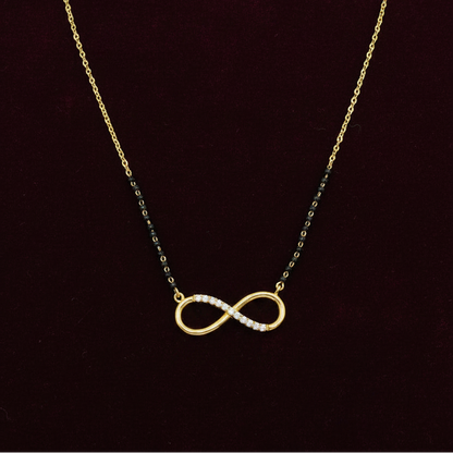 925 Silver Gold Plated Infinity Black Bead Chain