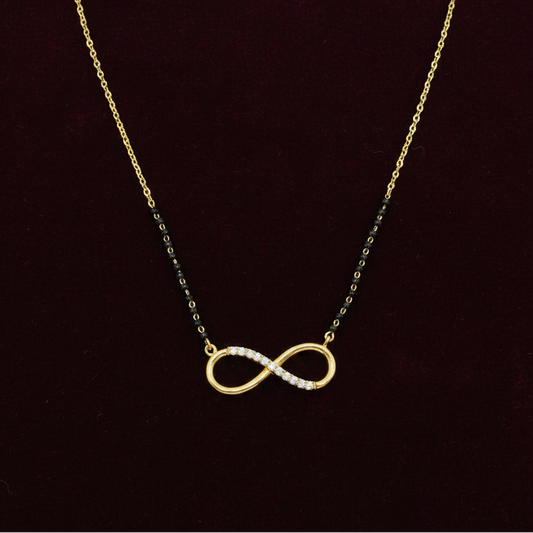 925 Silver Gold Plated Infinity Black Bead Chain