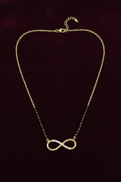 925 Silver Gold Plated Infinity Black Bead Chain