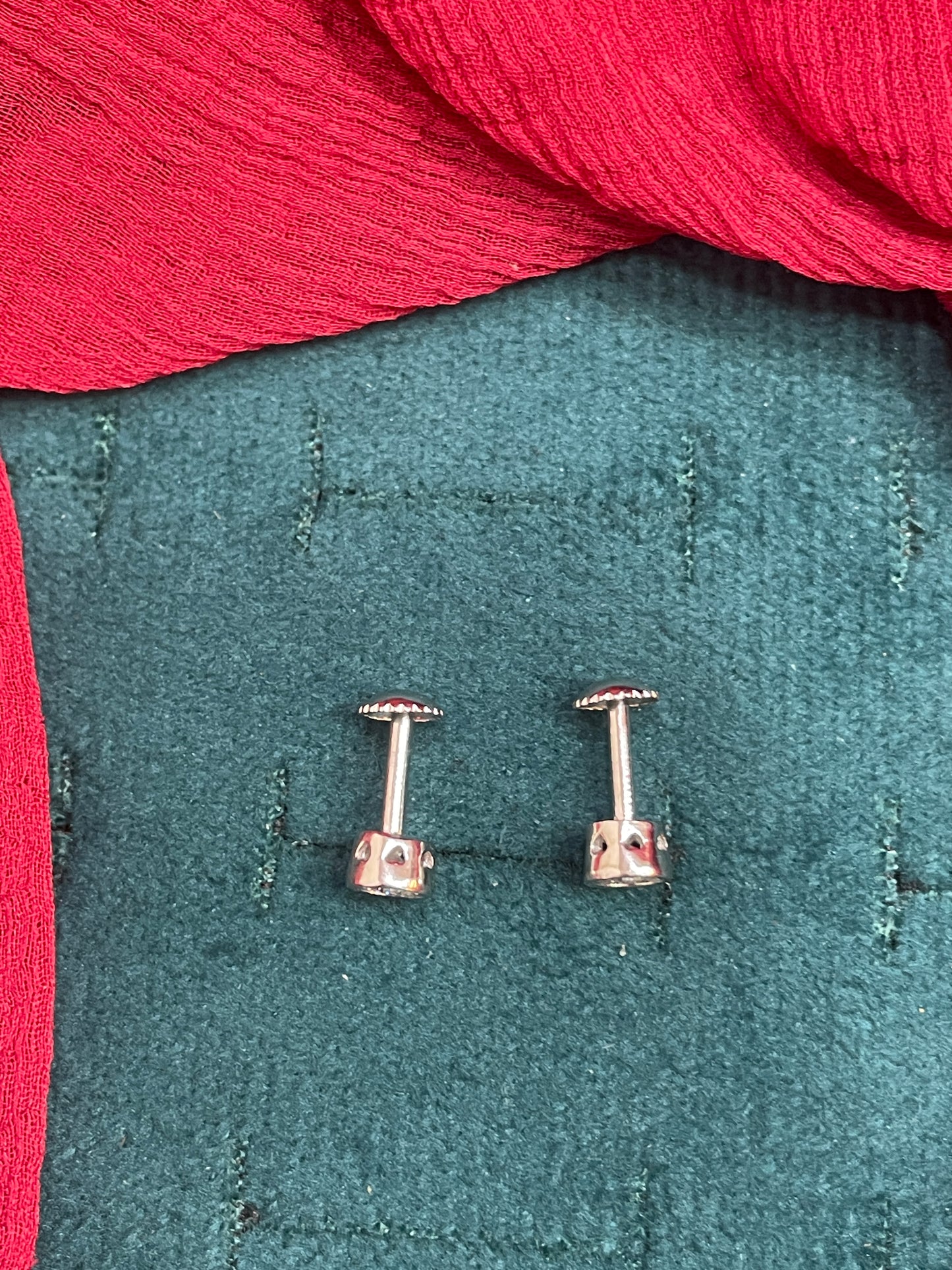 92.5 Silver Round Stone Studs Pair