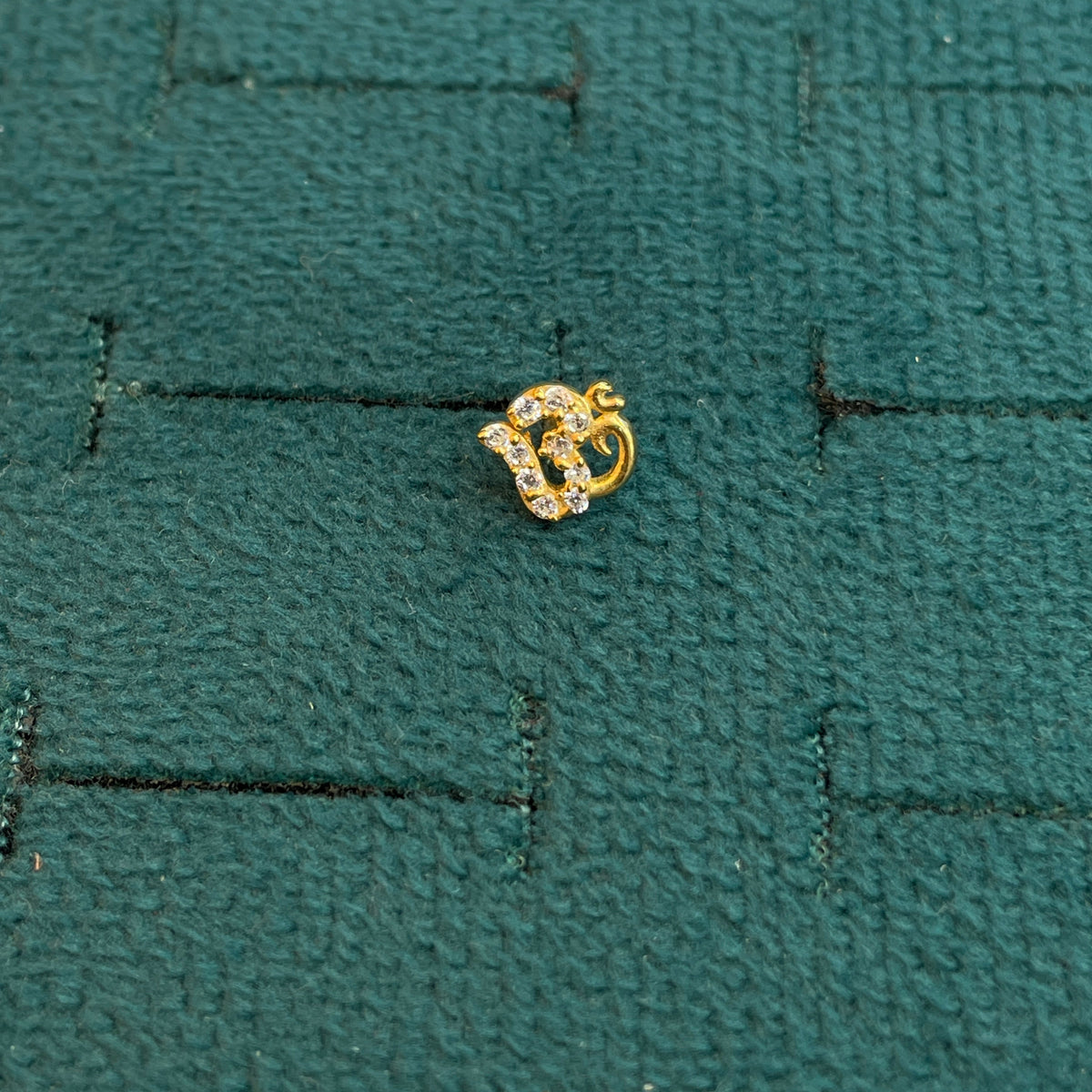92.5 Silver Gold Plated White CZ Om Stud Earrings for Women