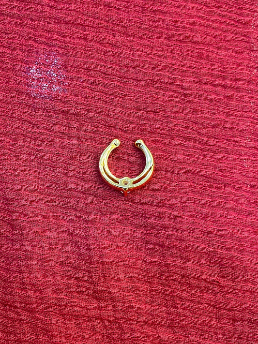 92.5 silver gold plated white stone septum