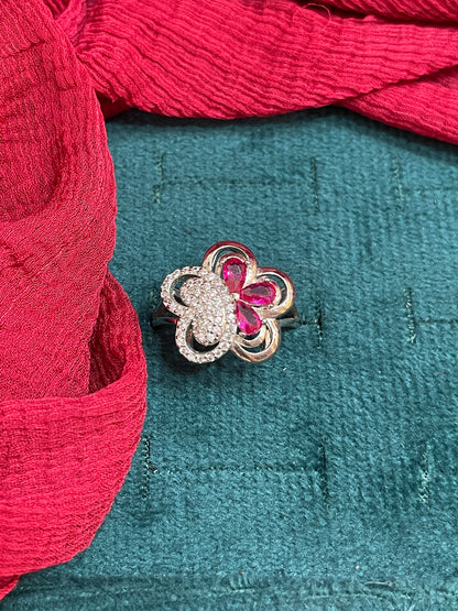 92.5 Silver Stylish Flower Ring for Women Size 14 | Elegant Floral Design | Daily Wear Jewellery