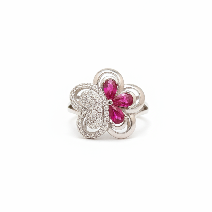 92.5 Silver Stylish Flower Ring for Women Size 14 | Elegant Floral Design | Daily Wear Jewellery
