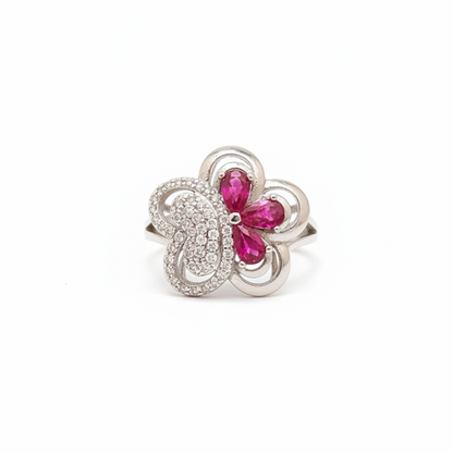 92.5 Silver Stylish Flower Ring for Women Size 14 | Elegant Floral Design | Daily Wear Jewellery
