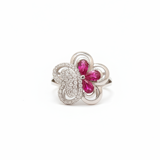 92.5 Silver Stylish Flower Ring for Women Size 14 | Elegant Floral Design | Daily Wear Jewellery