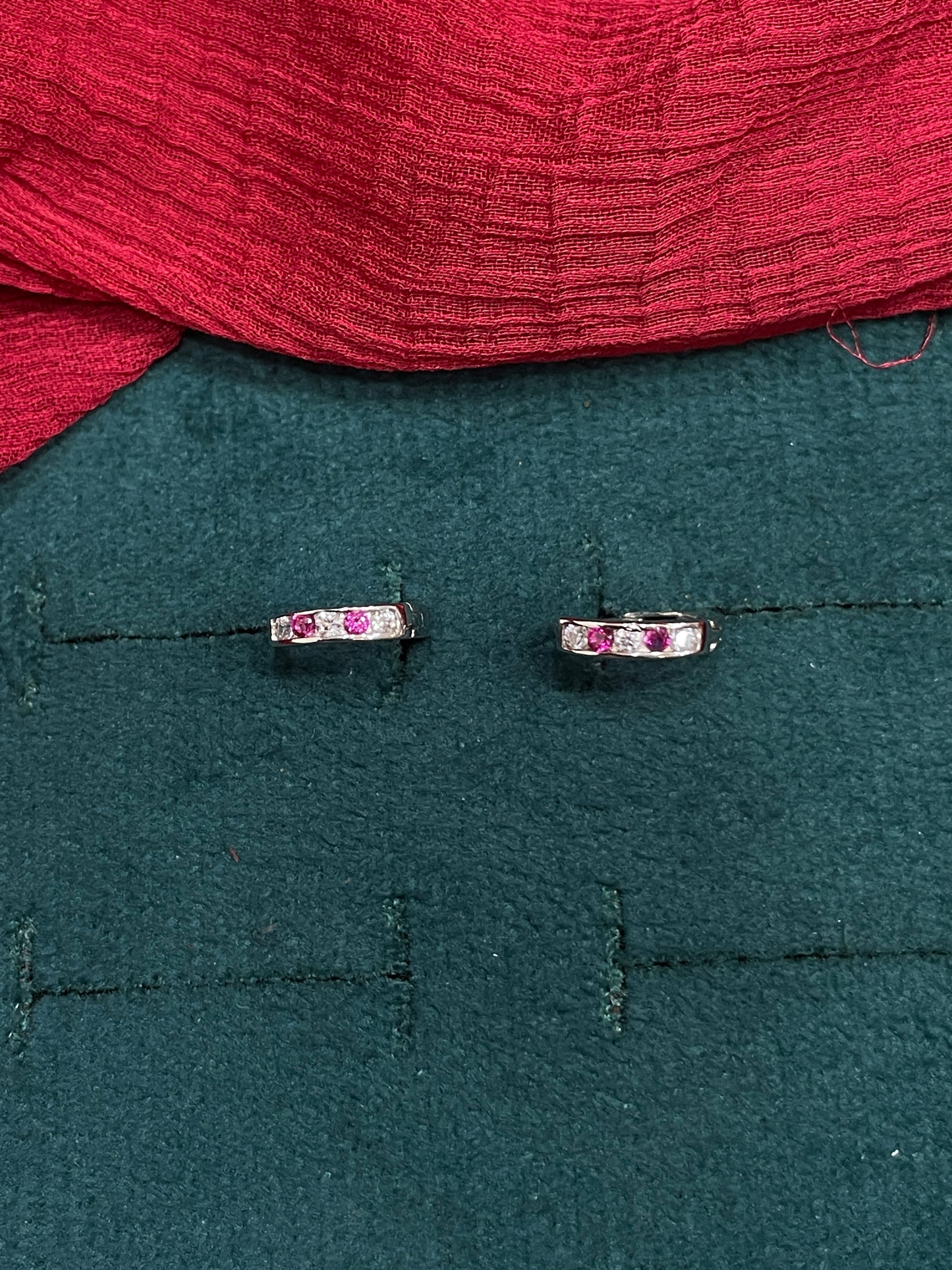 925 Silver Pink and White Hoops
