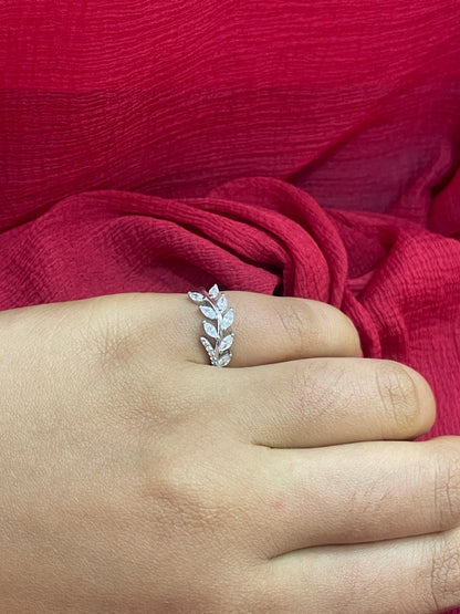 92.5 Silver Leaf Ring for Women Size 9 | Stylish Botanical Design | Elegant Fashion Jewellery