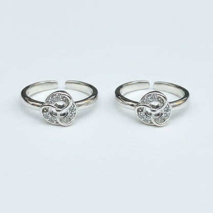 92.5 Sterling Silver CZ Triple Swirl Open Toe Rings for Women — Pair