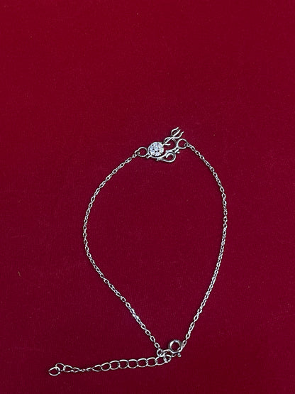 925 Sterling Silver Om Trishul Rakhi | CZ Stone Chain Rakhi for Raksha Bandhan