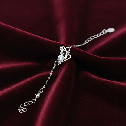925 Sterling Silver Om Trishul Rakhi | CZ Stone Chain Rakhi for Raksha Bandhan