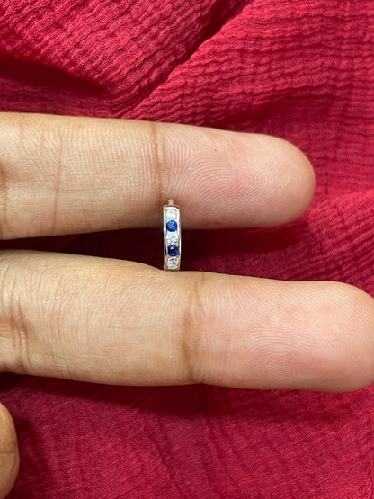 Silver Kids Blue & White Stone Bali Earrings