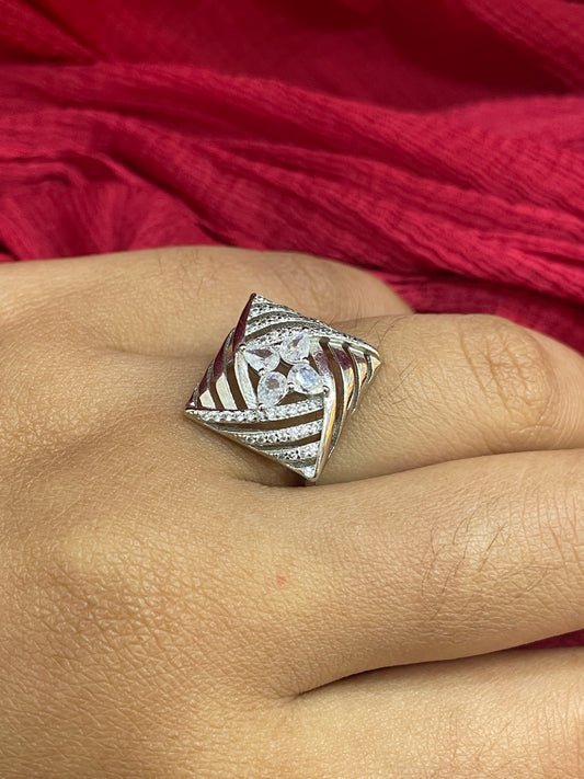 92.5 Silver Stylish Classy Ring for Women Size 15 | Elegant Premium Design | Modern Jewellery