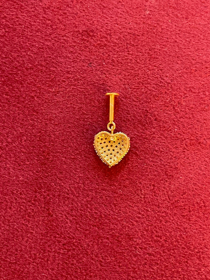 92.5 Silver Gold Plated Studded Heart Bugadi Pair| Romantic Elegant Design | Jewellery