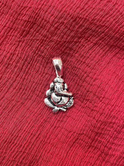 92.5 Silver Oxidised Ganesha Pendant for Men & Women | Ganpati Antique Design | Spiritual Jewellery