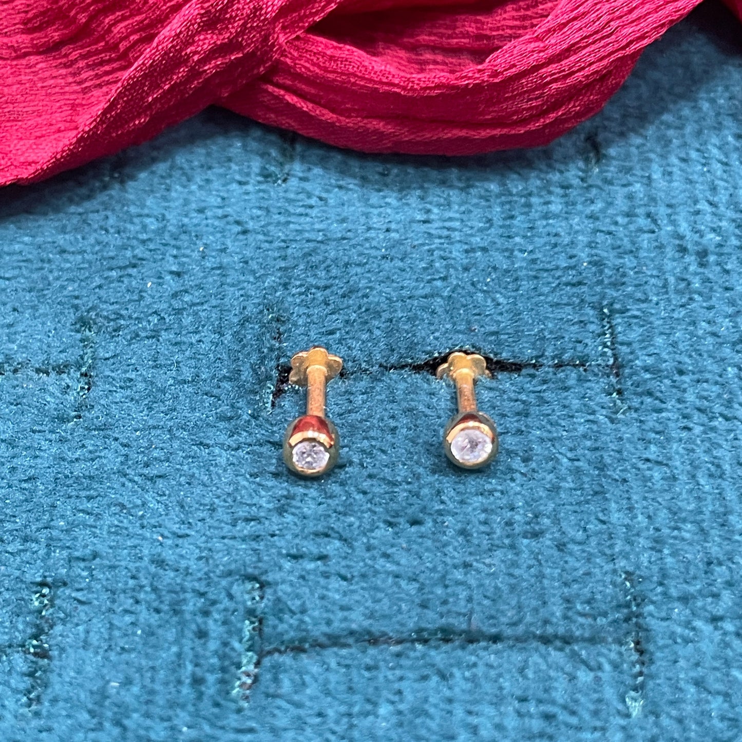 925 Silver Gold Plated Single Stone Studs